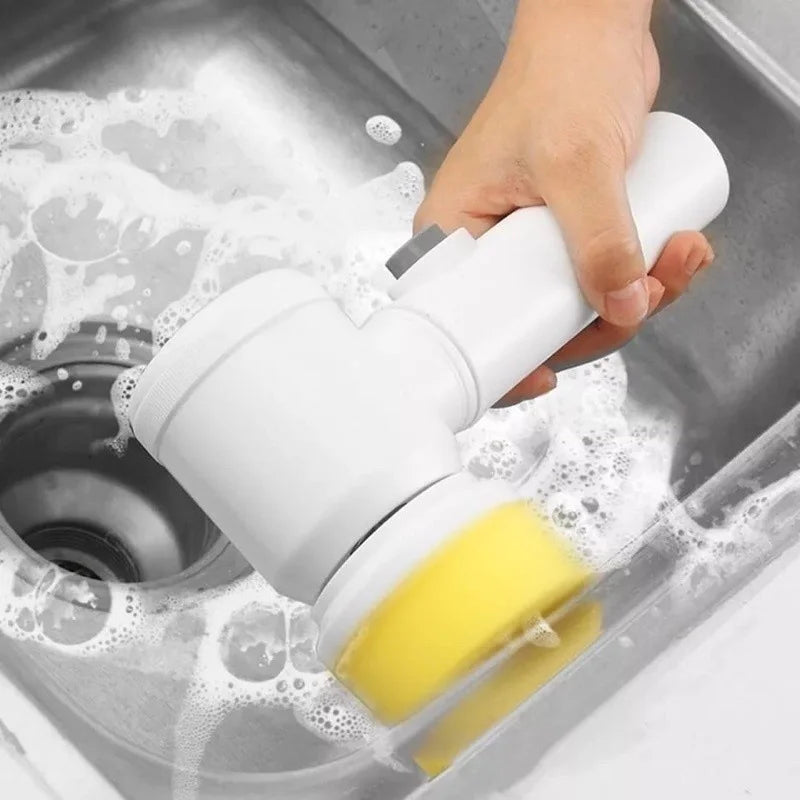 Escova elétrica portátil + duas cabeças de limpeza diferentes + frete grátis