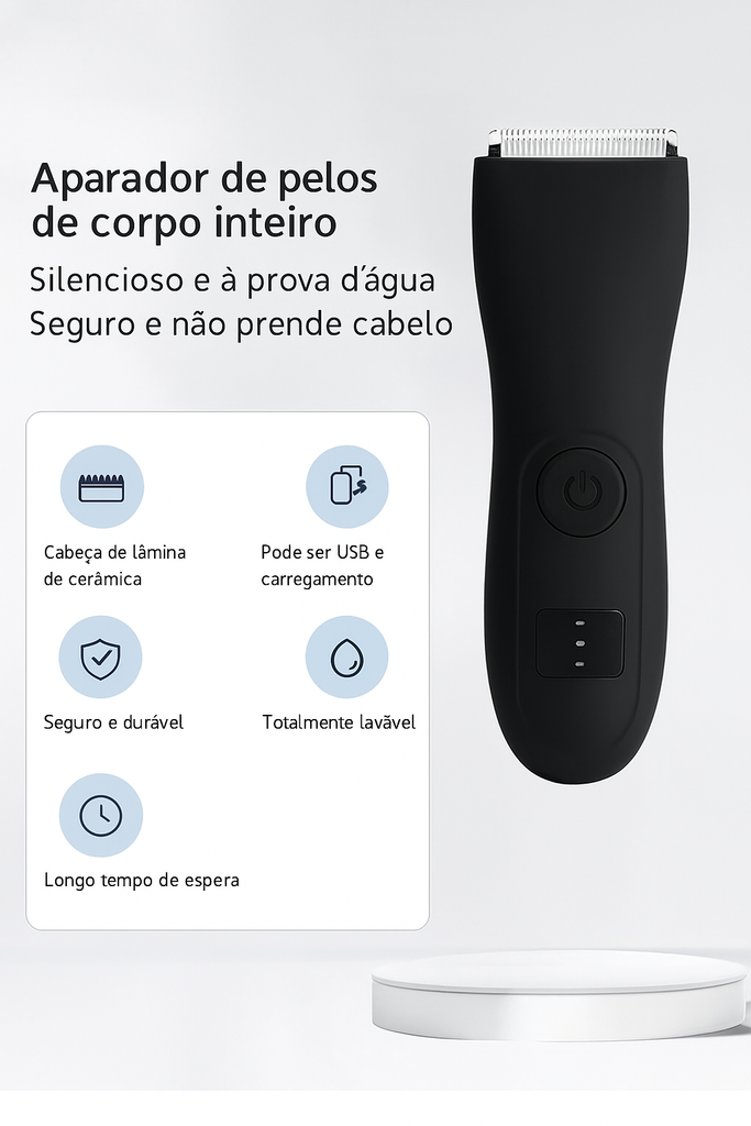 Depilador íntimo + usb e duas cabeças guia + frete grátis